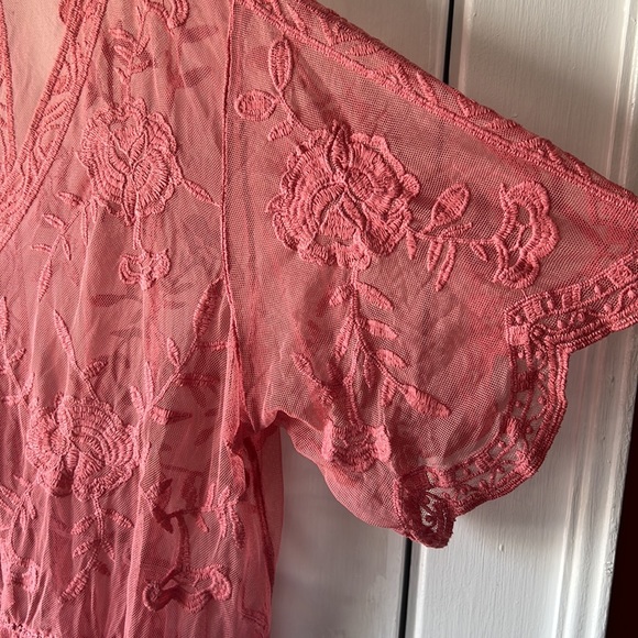 Rose Pink Lace Short sleeve Top - Lane Bryant - Picture 3 of 8
